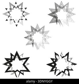 Jagged star icon. Black sharp spikes. Aggressive burst shape. Vector illustration Stock Vector
