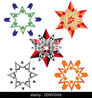 Colorful pointed star. Bright rainbow accents. Vibrant star form. Vector symbol Stock Vector
