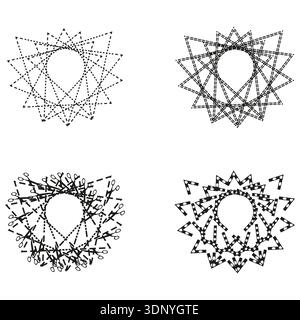 Heart framed star. Lace border detail. Romantic star icon. Vector illustration. Stock Vector
