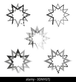 Large pointed star. Gray metallic shade. Shiny star form. Vector symbol Stock Vector