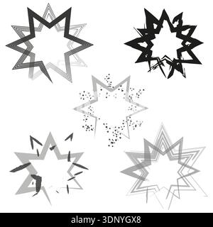 Starburst explosion shape. Ink splash star. Vector impact outline. Grunge comic frame Stock Vector