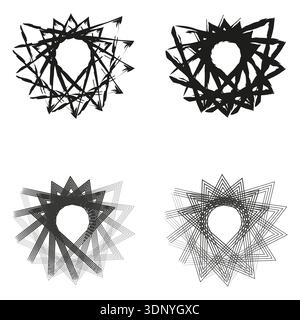 Abstract triangle circle. Rough circular form. Spiky ring vector. Geometric black symbol Stock Vector