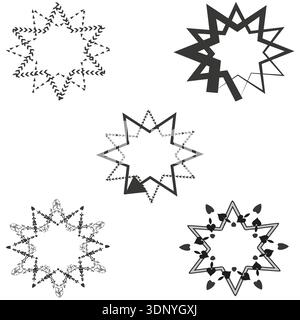 Spiky star emblem. Angular points design. Bold star shape. Vector illustration Stock Vector