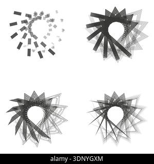 Black spiky star. Radial burst pattern. Sharp points icon. Vector symbol Stock Vector