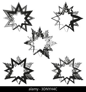 Jagged star shapes. Sharp black icons. Rugged vector symbols. Bold geometric elements Stock Vector