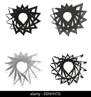 Contrast spiral shapes. Black grey swirls. Vector vortex icons. Dynamic circular symbols Stock Vector