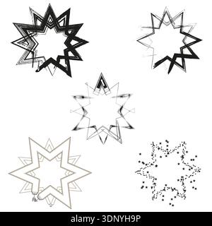 Outlined star form. Geometric vector shape. Decorative spiked border. Modern linear style Stock Vector