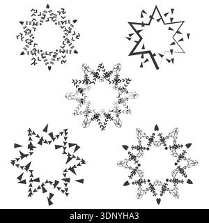 Black star outline. Pointed spikes detail. Geometric star form. Vector symbol Stock Vector