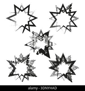 Dynamic black star. Jagged radial burst. Vector rough emblem. Expressive abstract symbol Stock Vector