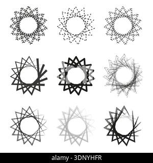 Monochrome circle star. Clean radial lines. Minimalist star shape. Vector illustration Stock Vector