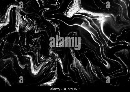 black marble pattern ink acrylic painted waves texture background for wallpaper or skin wall luxurious Stock Photo