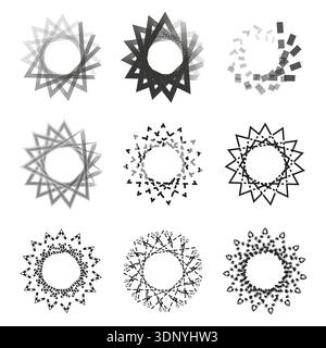 Grey icon collection. Round geometric shapes. Vector interface elements. Minimal graphic symbols Stock Vector