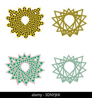 Green triangle star. Layered radial emblem. Vector geometric ornament. Decorative abstract symbol Stock Vector