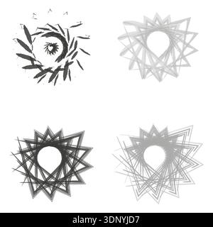 Grey spiral swirls. Circular vector shapes. Soft gradient elements. Abstract motion symbols Stock Vector