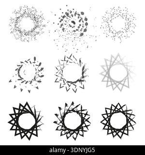 Outlined star form. Geometric vector shape. Decorative spiked border. Modern linear style Stock Vector