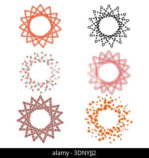 Blue arrow star. Directional radial emblem. Vector geometric symbol. Modern abstract shape Stock Vector