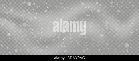 Snow falling overlay effect on transparent background winter bokeh Stock Vector