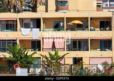 hotel apartment balconies in playa de las americas tenerife canary islands spain Stock Photo