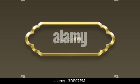 Elegant golden ornate frame on a dark background. Vector illustration Stock Vector