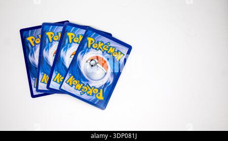Stack of Pokmon trading cards on white background, collectible game cards  Stock Photo - Alamy