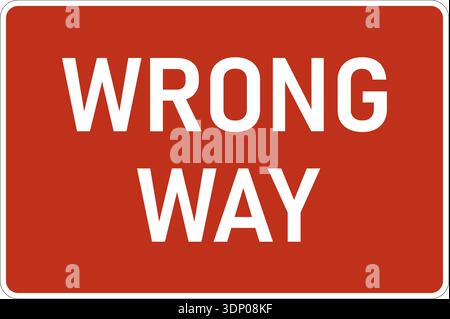 Vector graphic of a usa Wrong Way MUTCD highway sign. It consists of the wording Wrong Way contained in a red rectangle Stock Vector