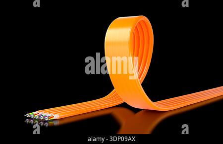 Orange fiber optic cable 3d high speed data Stock Photo