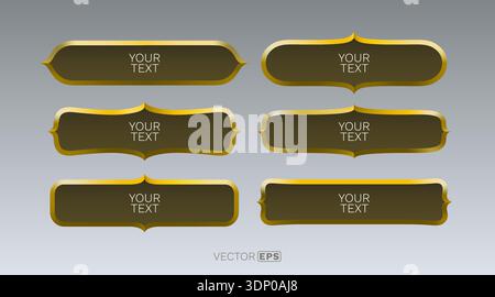 Elegant Golden Frame Set Collection. Various ornate gold banners with text placeholders, perfect for design. Vector illustration Stock Vector