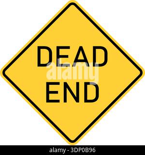Vector graphic of a usa Dead End highway sign. It consists of the wording Dead End within a black and yellow square tilted to 45 degrees Stock Vector