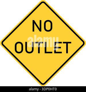 Vector graphic of a usa No Outlet highway sign. It consists of the wording No Outlet within a black and yellow square tilted to 45 degrees Stock Vector