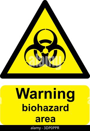 Black and yellow vector graphic of Bio hazard area warning sign Stock Vector