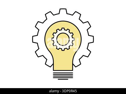 Light bulb with gear wheel icon, vector illustration. Stock Vector