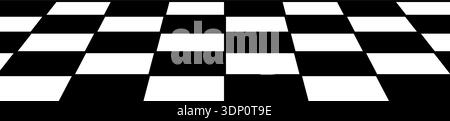 Chessboard part in perspective. Closeup view of tiled floor at an angle. Sloped checkerboard with black and white squares pattern isolated on white Stock Vector