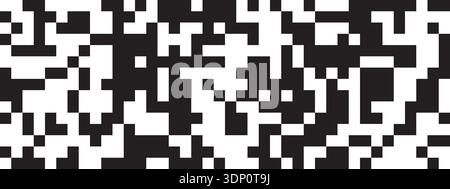 Square pixel shapes in random chaotic arrangement. 8 bit arcade game background. Abstract mosaic pattern. Defragmentation, destruction or dissolution Stock Vector