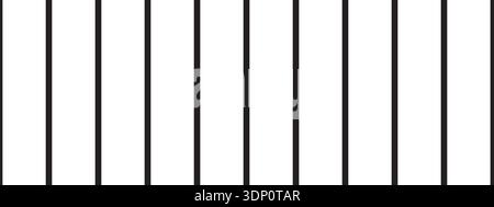 Vertical black parallel straight thin stripes isolated on white background. Minimalistic streaky graphic print. Prison bar texture. Vector graphic Stock Vector