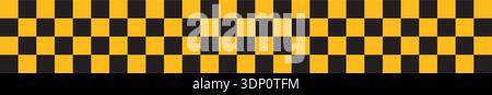 Tape or ribbon pattern with checkered black and yellow isolated on white background. Taxi or police car border. Vector flat illustration Stock Vector