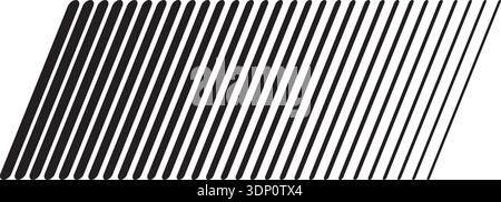 Slanted black parallel straight sticks with different thickness isolated on white background. Stripes in diagonal arrangement. Oblique lines. Simple Stock Vector