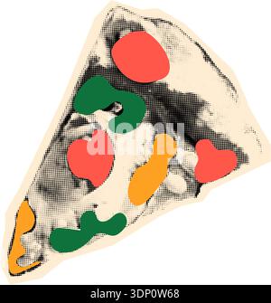 Italian pizza slice halftone collage vector illustration Stock Vector