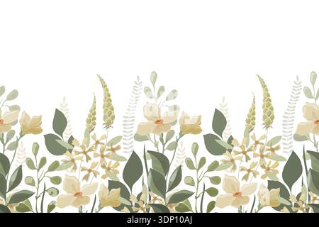 Vector floral seamless pattern, border Stock Vector