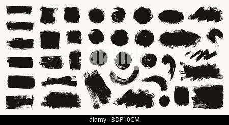 Gouache Paint Brush Strokes Set Stock Vector