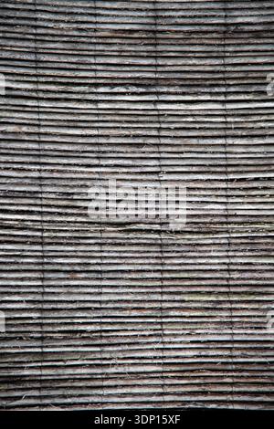 Vertical gray bamboo reed fence texture Stock Photo