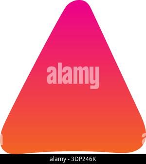 Abstract triangle shape with rounded corners, filled with a two-color linear gradient from pink to orange. Stock Vector