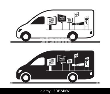 Advertising panels on pickup - vector illustration Stock Vector