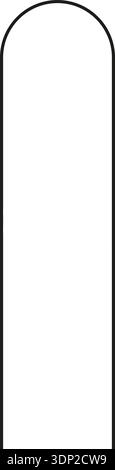 A simple, long rectangular shape with one open side, rounded corners, and smooth curves forming an outline. Stock Vector