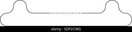 A long rectangular line with two squares merged at the ends and one side, featuring rounded corners and curves. Stock Vector