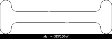 Two parallel rectangles merged with a perpendicular line, rounded corners, and smooth curves forming an outline. Stock Vector