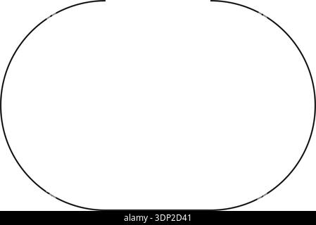 A rectangular line with a piece on one side open, featuring rounded corners and curves. Stock Vector