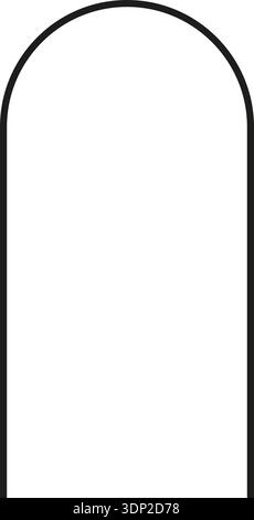 A simple rectangular shape with one open side, rounded corners, and smooth curves forming an outline. Stock Vector