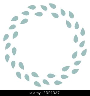 Minimal water drop circular frame in soft pastel colors. Clean flat vector wreath isolated on white background, perfect for botanical designs, modern Stock Vector