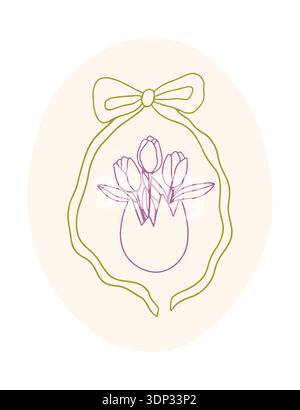 Easter hand drawn line art drawing. Stock Vector