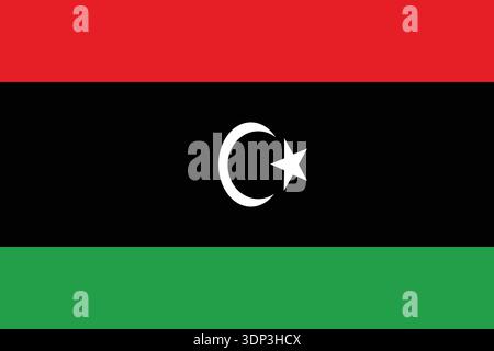 Libya national flag flat vector illustration. flat vector illustration of libya flag featuring red, black, and green horizontal stripes. Stock Vector